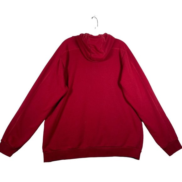 Adidas Mens Pullover Hoodie Sz XL Red‎ Spell Out Logo Pocket Long Sleeve Stretch - Picture 4 of 10